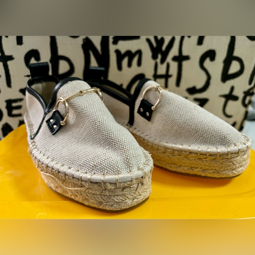 H&M Espadrilles Black Cream Canvas Women's Size 7